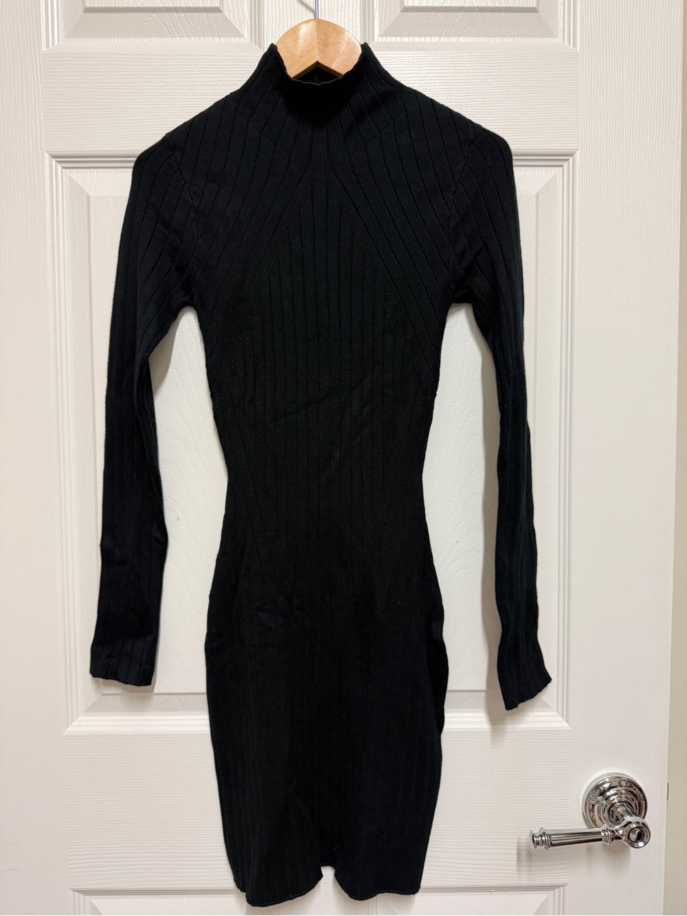 Abercrombie & Fitch Black Ribbed Turtleneck Bodycon Dress